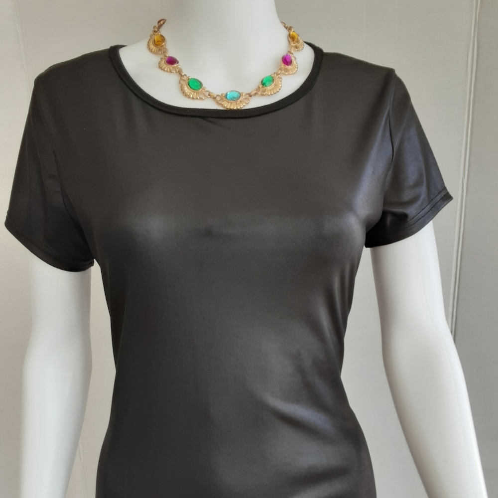 BLACK BODYCON T-SHIRT DRESS SZ M (8/10) - Picture 5 of 7